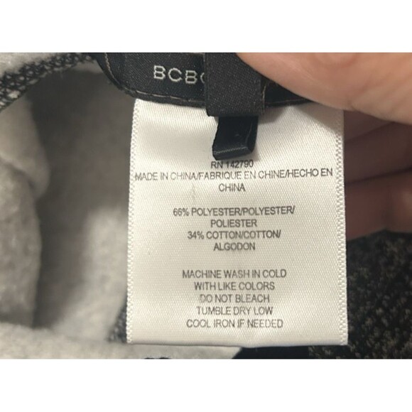 BCBG MaxAzria Womens L Gray  Hooded Sweatshirt Funnel Neck Sweater Rhinestone - Picture 9 of 9